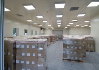 palettes de cartons dans une chambre froide Rosin Entreprise